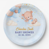 We Can Bearly Wait , Boy Baby Shower Pappteller (Vorderseite)