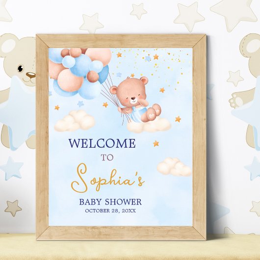 We Can Bearly Wait, Boy Baby Shower Poster