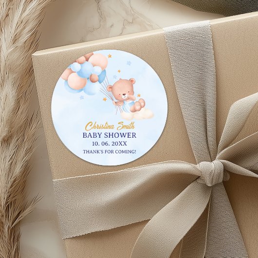 We Can Bearly Wait, Boy Baby Shower Runder Aufkleber