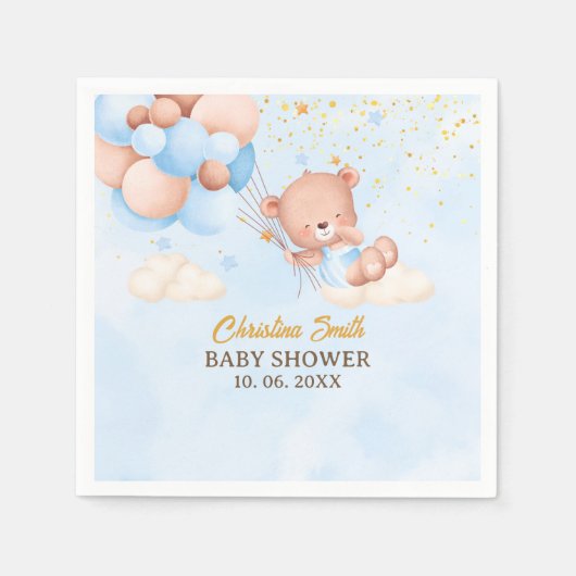 We Can Bearly Wait , Boy Baby Shower Serviette (Vorderseite)