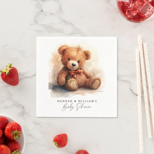 We Can Bearly Wait Boy Baby Shower Serviette (Beispiel)