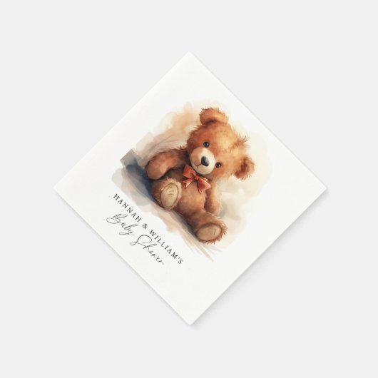 We Can Bearly Wait Boy Baby Shower Serviette (Ecke)