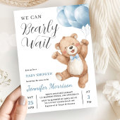 We Can Bearly Wait Boy Teddy Bear Baby Shower Einladung