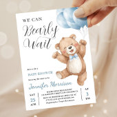 We Can Bearly Wait Boy Teddy Bear Baby Shower Einladung