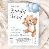 We Can Bearly Wait Boy Teddy Bear Baby Shower Einladung