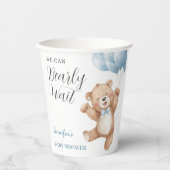 We Can Bearly Wait Boy Teddy Bear Baby Shower Pappbecher (Vorderseite)