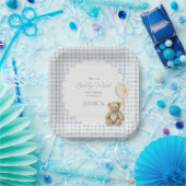 We Can Bearly Wait Boy Teddy Bear Baby Shower Pappteller (Party)