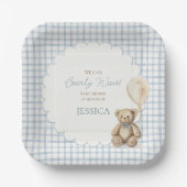 We Can Bearly Wait Boy Teddy Bear Baby Shower Pappteller (Vorderseite)