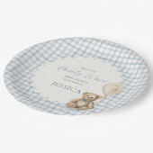 We Can Bearly Wait Boy Teddy Bear Baby Shower Pappteller (Schrägansicht)
