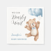 We Can Bearly Wait Boy Teddy Bear Baby Shower Serviette (Vorderseite)