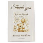 We Can Bearly Wait Brown Baby Shower  Mittlere Geschenktüte (Vorderseite)