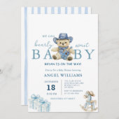 We Can Bearly Wait Cowboy Baby Shower Einladung (Vorne/Hinten)