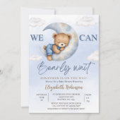 We can Bearly wait - Cute Bear Baby shower boy Einladung (Vorderseite)