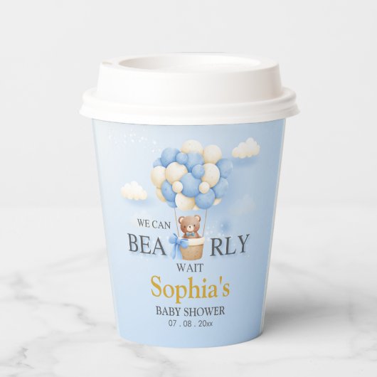 We can Bearly Wait Cute Bear Baby Shower Boy Pappbecher (Rückseite)