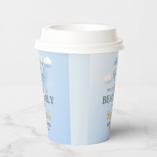 We can Bearly Wait Cute Bear Baby Shower Boy Pappbecher (Rechts)