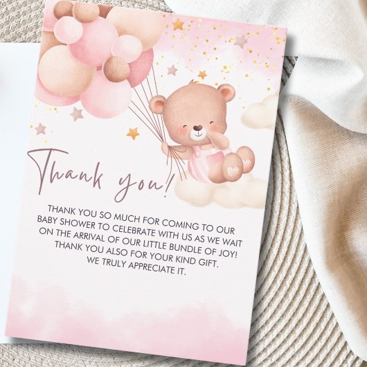 We Can Bearly Wait Cute Bear Baby Shower Dankeskarte