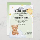 We Can Bearly Wait, cute bear baby shower Einladung (Vorne/Hinten)