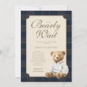 We Can Bearly Wait Cute Cub Teddy Bear Baby Shower Einladung (Vorderseite)