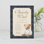We Can Bearly Wait Cute Cub Teddy Bear Baby Shower Einladung (Stehend Vorderseite)