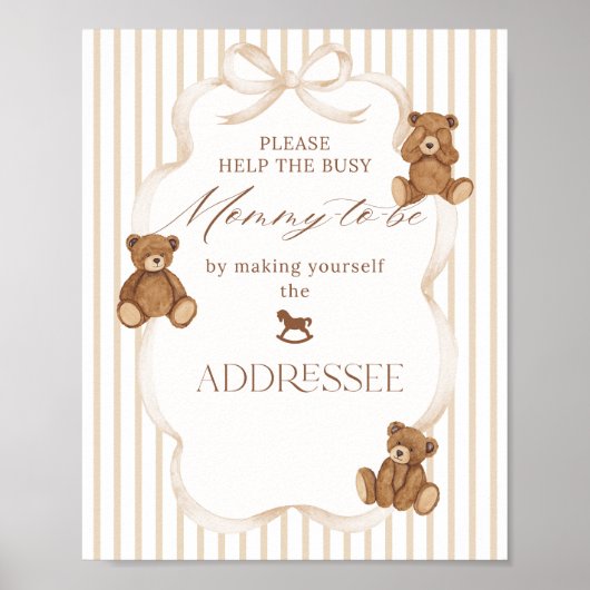 We Can Bearly Wait Elegant Baby Shower addressee Poster (Vorne)