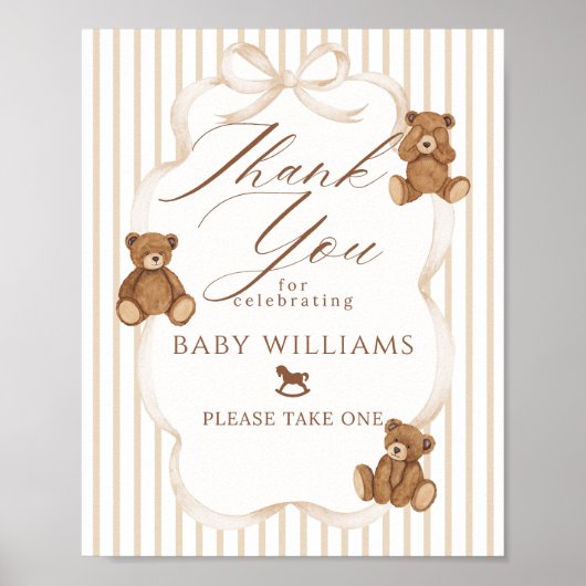 We Can Bearly Wait Elegant Baby Shower Favors Poster (Vorne)