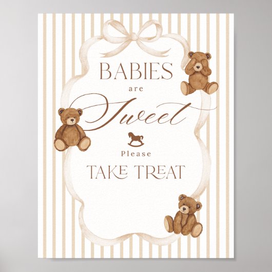 We Can Bearly Wait Elegant Baby Shower sweet bar Poster (Vorne)