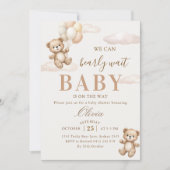 We Can Bearly Wait Elegant Teddy Baby Shower Einladung (Vorderseite)