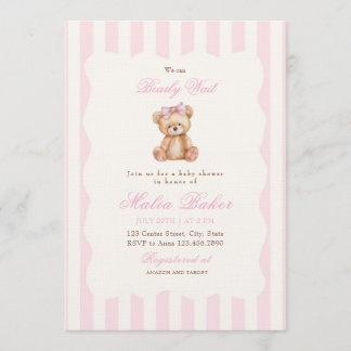 We Can Bearly Wait Elegant Teddy Bear Baby Shower Einladung