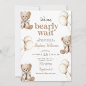 We Can Bearly Wait Elegant Teddy Bear Baby Shower Einladung (Vorderseite)