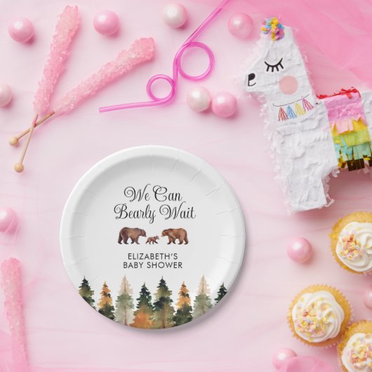 We Can Bearly Wait Fall Baby Shower Pappteller (Party)
