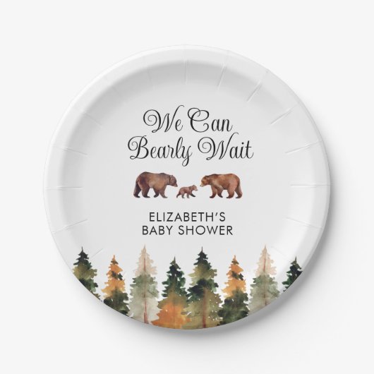 We Can Bearly Wait Fall Baby Shower Pappteller (Vorderseite)