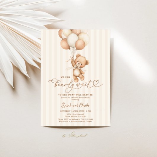 We Can Bearly Wait Gender Reveal Neutral colors Einladung