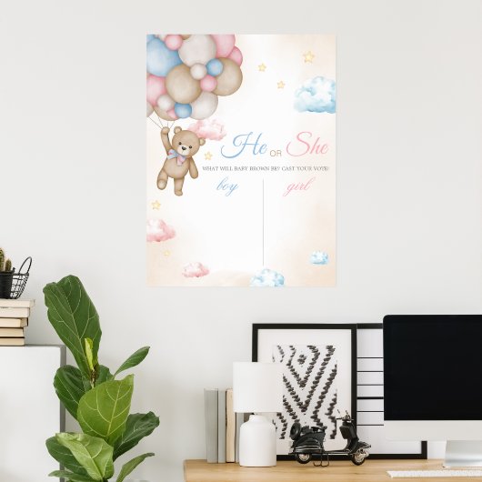 We Can Bearly Wait Gender Reveal Sign Poster (Heimbüro)