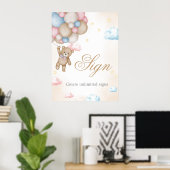 We Can Bearly Wait Gender Reveal Sign Poster (Heimbüro)