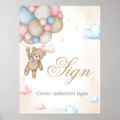 We Can Bearly Wait Gender Reveal Sign Poster (Vorne)