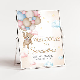 We Can Bearly Wait Gender Reveal Welcome Sign Poster