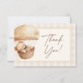 We Can Bearly Wait Gingham Teddy Bear Baby Shower Dankeskarte (Vorderseite)