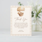 We Can Bearly Wait Gingham Teddy Bear Baby Shower Dankeskarte (Stehend Vorderseite)