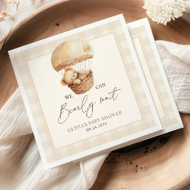 We Can Bearly Wait Gingham Teddy Bear Baby Shower Serviette