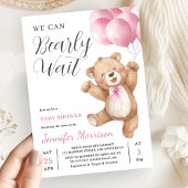 We Can Bearly Wait Girl Teddy Bear Baby Shower Einladung