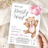 We Can Bearly Wait Girl Teddy Bear Baby Shower Einladung