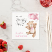 We Can Bearly Wait Girl Teddy Bear Baby Shower Serviette (Beispiel)