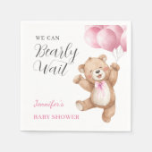 We Can Bearly Wait Girl Teddy Bear Baby Shower Serviette (Vorderseite)