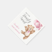 We Can Bearly Wait Girl Teddy Bear Baby Shower Serviette (Ecke)