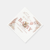 We Can Bearly Wait Girl Teddy Bear Pink Boho Serviette (Ecke)