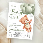 We Can Bearly Wait Green Teddy Bear Baby Shower Einladung