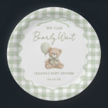 We Can Bearly Wait Green Teddy Bear Baby Shower Pappteller<br><div class="desc">We Can Bearly Wait Green Teddy Bear Baby Shower Paper Plates</div>