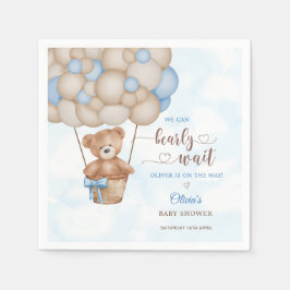 We Can Bearly Wait Hot Air Balloon Baby Shower Serviette