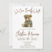 We Can Bearly Wait Military Teddy Bear Baby Shower Einladung (Vorderseite)