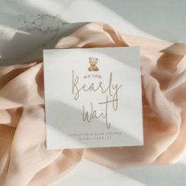  We Can Bearly Wait Minimalist Baby Shower Napkins Serviette